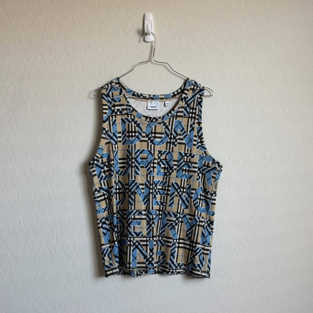 Burberry Beige Check Logo Lisbon Tank Top Sz. M